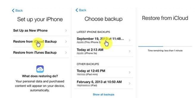 Restore from iCloud Backup