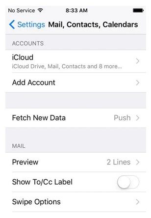 Tap on Add Account under the Accounts section
