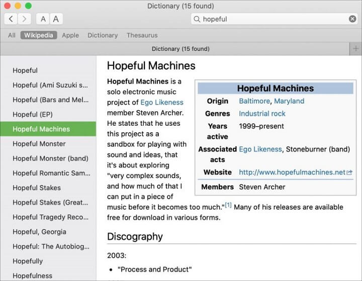 Instant searches with sources