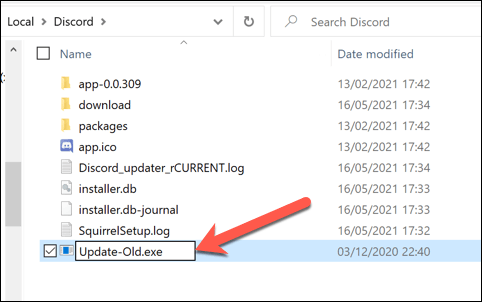 Select the Discord folder and get the Update.exe file