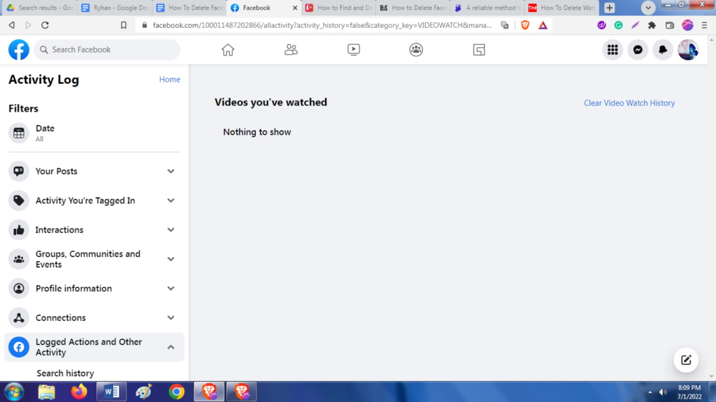 Clear Video Watch History