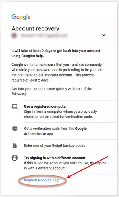 Select The Request Google Help