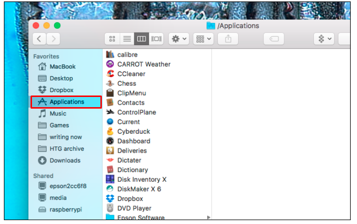 Go to the “Application” then