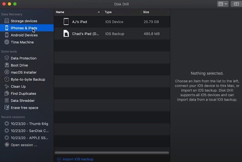 Search for lost data