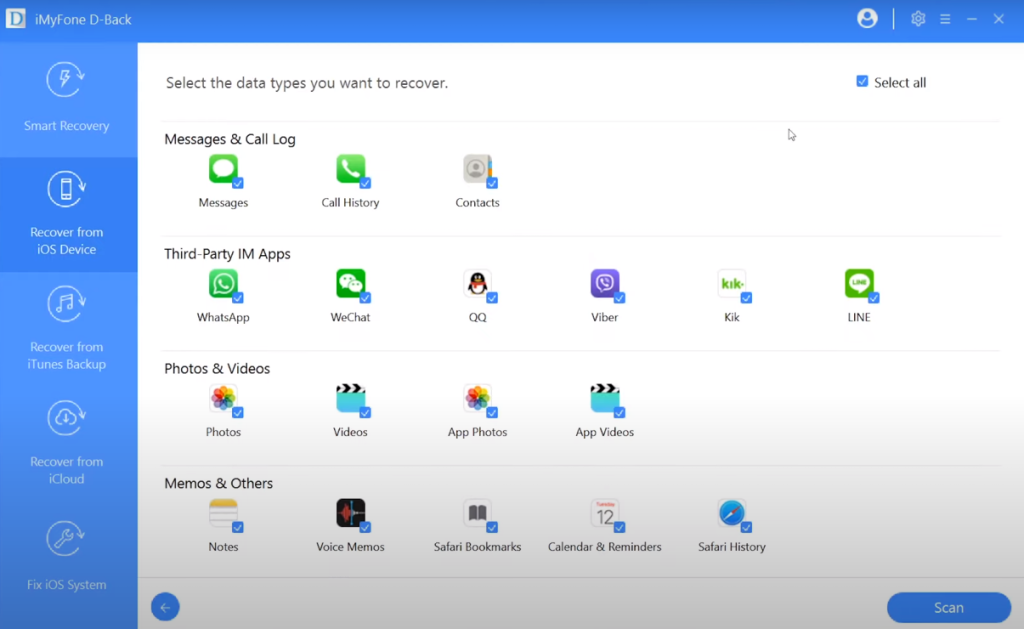 Select the Scan Option