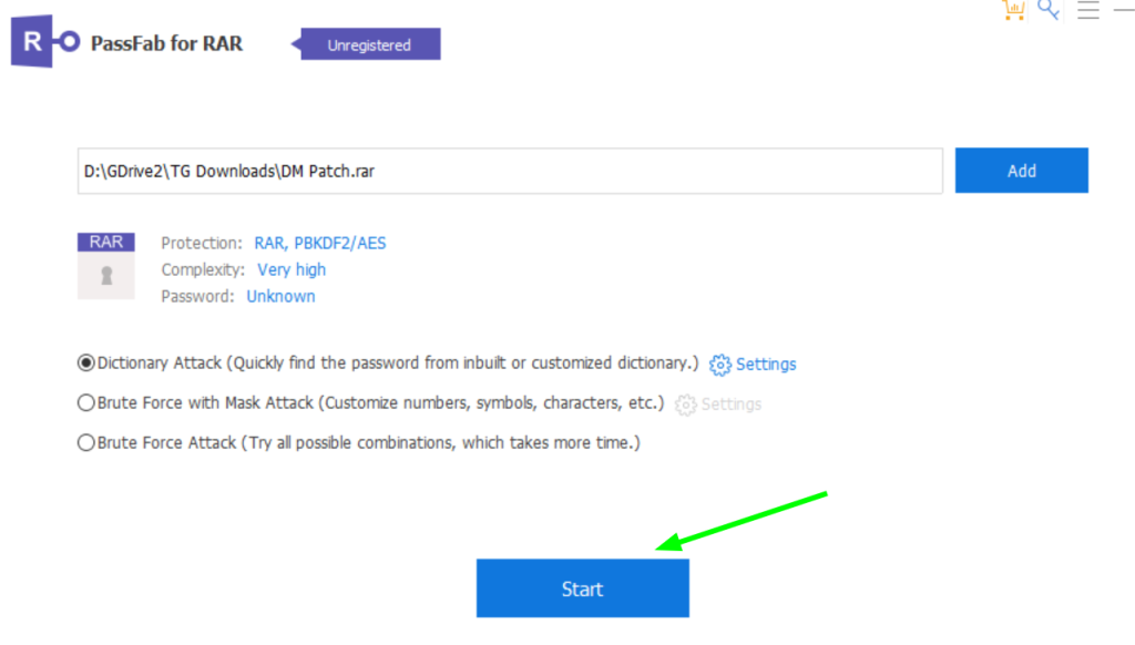 click Start at the bottom of the software’s interface