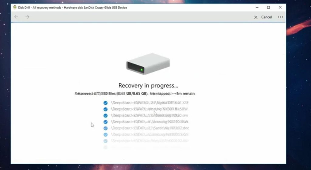 click on the Recover