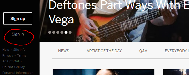 select the sign-in option on the left side of the page