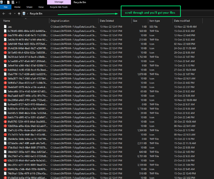 scroll through and you’ll get your files